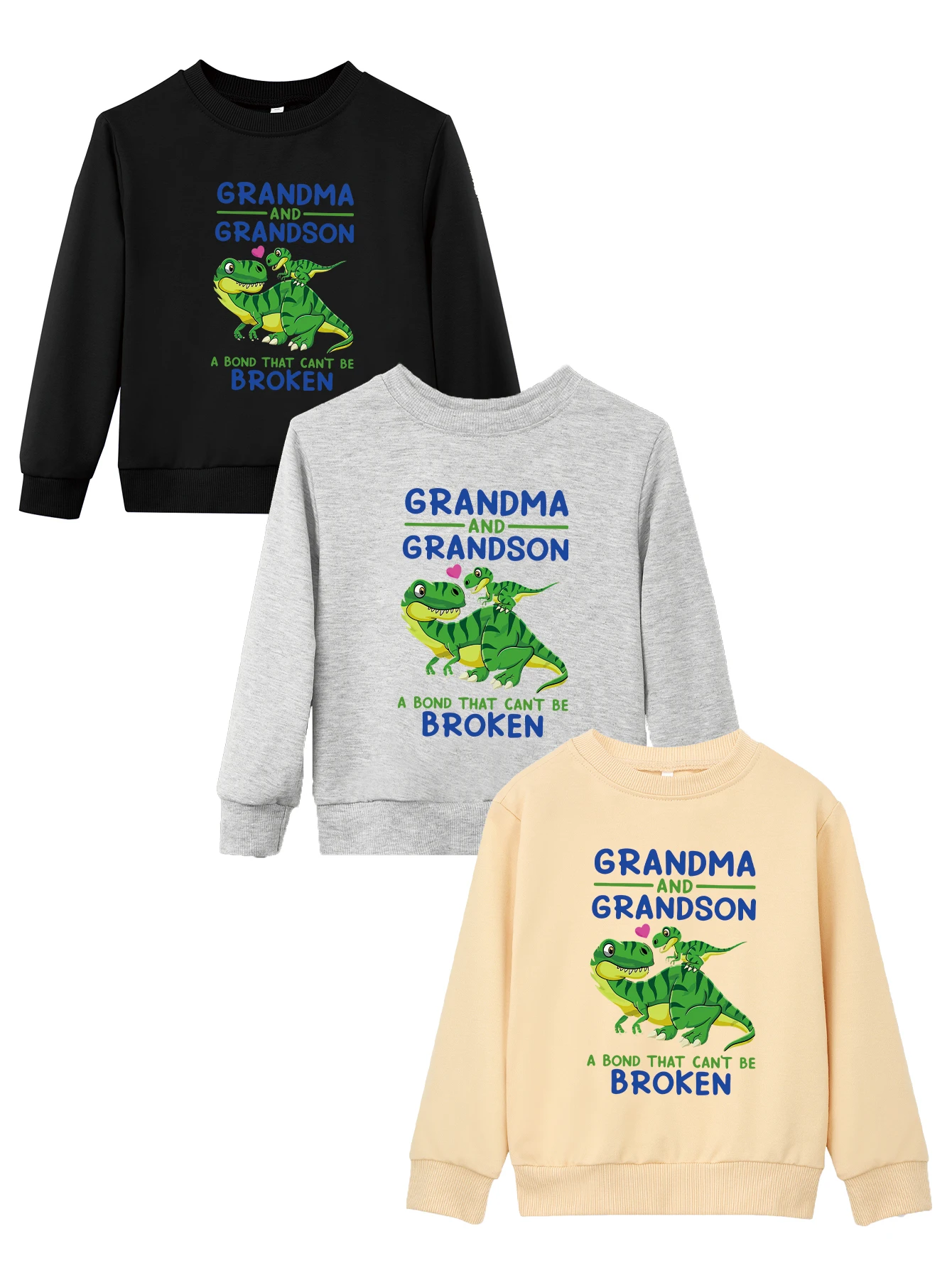 Hoodies Grandma Grandson A Bond That Can't Be Broken Print Crewneck Tops Pullover Trendy Sweatshirts Child Boy Girl