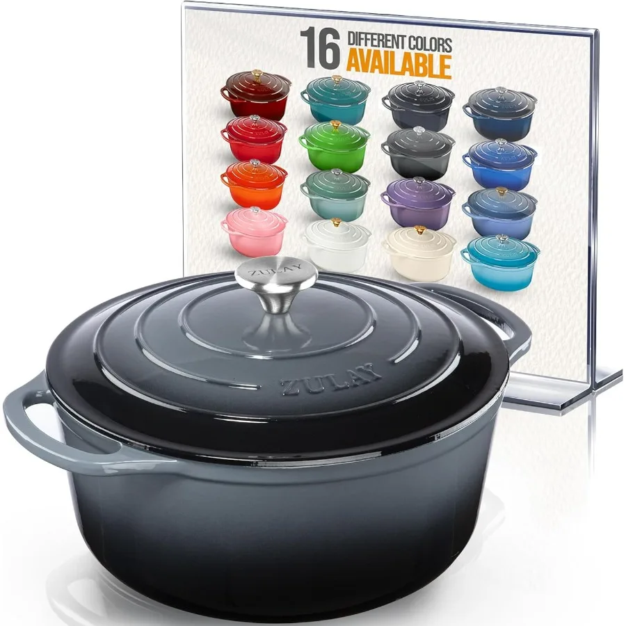 

5 Quart Enameled Cast Iron Dutch Oven Pot with Lid – Premium Durability & Oven Safe up to 500°F – Heavy Duty Cookware Perfect fo