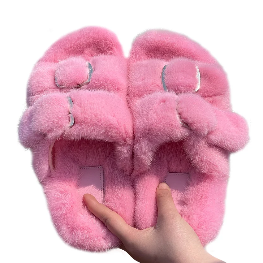 Ladies New Clogs Slippers 2025 Warm Comfortable Winter Shoes Women Designer Shoes Fashion Shoes For Women Mink Real Fur Slippers