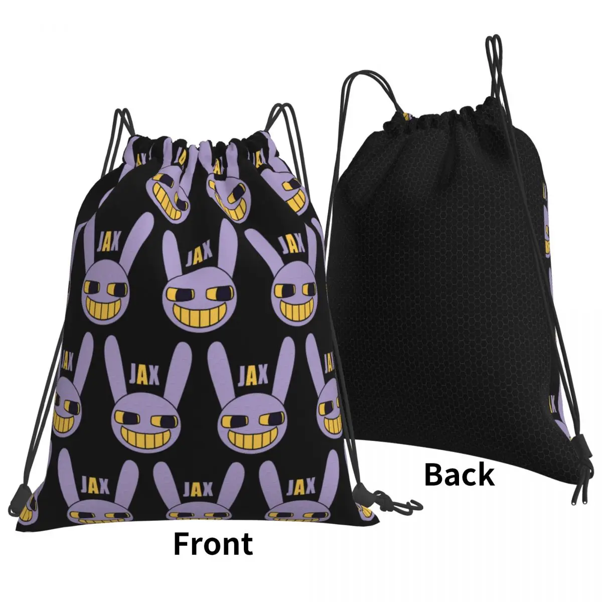Jax With Name (The Amazing Digital Circus) Backpacks Casual Drawstring Bundle Pocket Shoes Bag Book Bags For Man Woman School