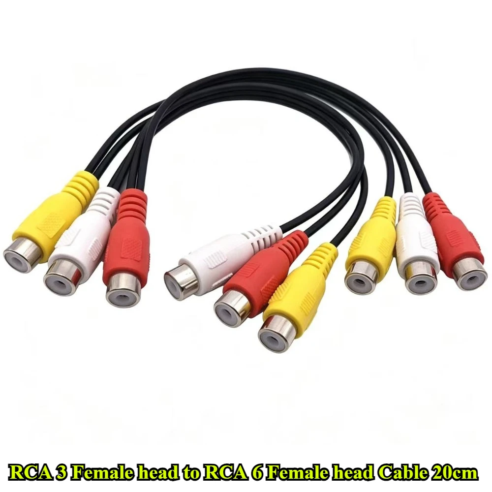 1/3/5Pcs/lot RCA 3 Male/Female To RCA 6 Male/Female Plug Splitter Adapter Cable Audio TV DVD Video Adapter AV Cable 20CM