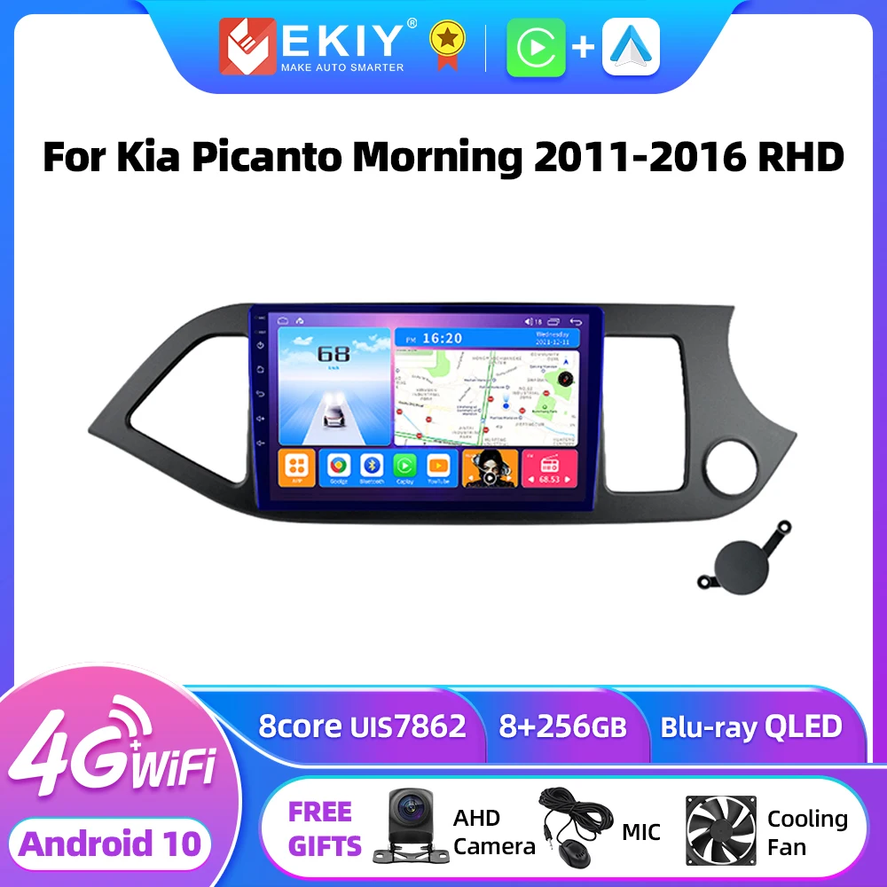 

Автомагнитола EKIY T7 на Android для Kia Picanto Morning 2011-2016, автомобильный стереопроигрыватель RHD, мультимедийный плеер без 2DIN, DVD, Carplay, GPS-навигация