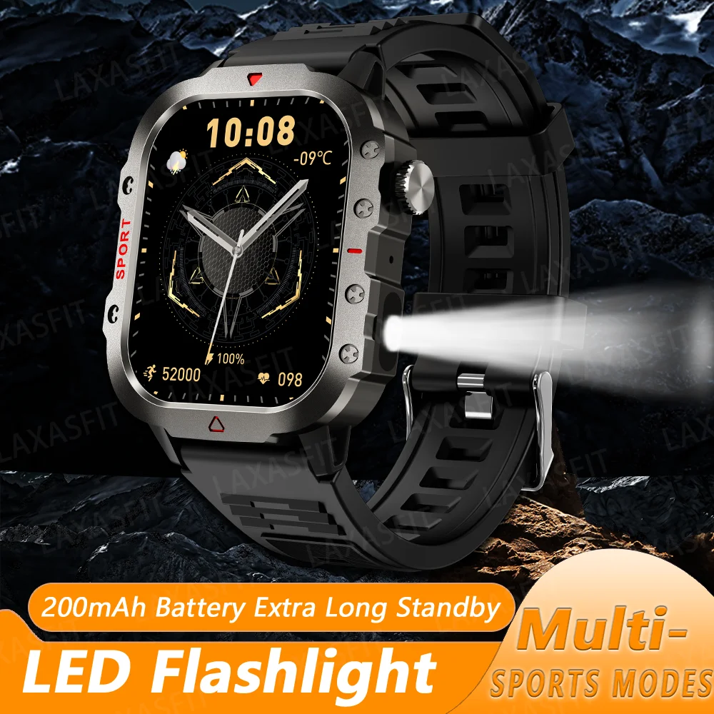 LAXASFIT New Smart Watch LED Flashlight 2.01” HD Screen Bluetooth Talking Smart Watch Multi Sports Health Monitoring Smart Watch