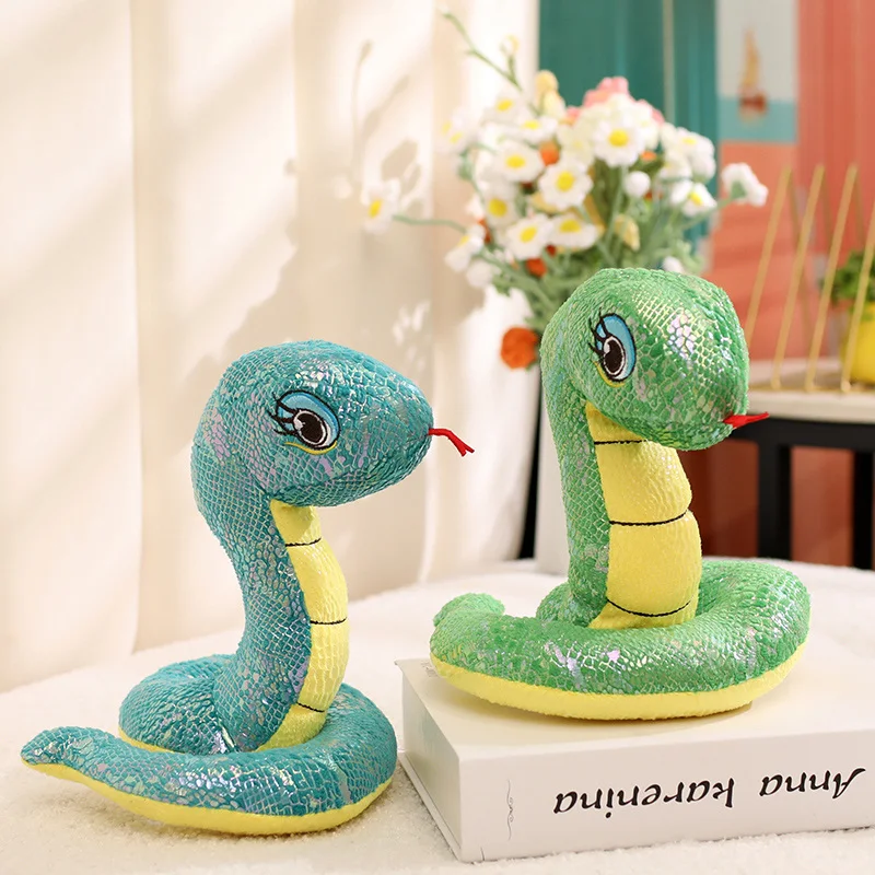 20cm Kawaii Cartoon Sequin Snake Plush Doll New Cute Animal Snake Plush Doll Home Decor For Boys And Girls Birthday Gift