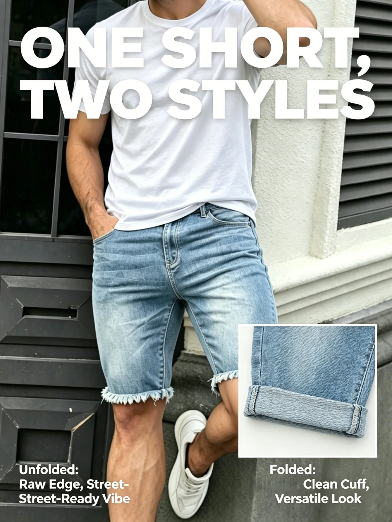 Retro y2k blue stretch jorts slim cut jeans pant original streetwear daily casual for men