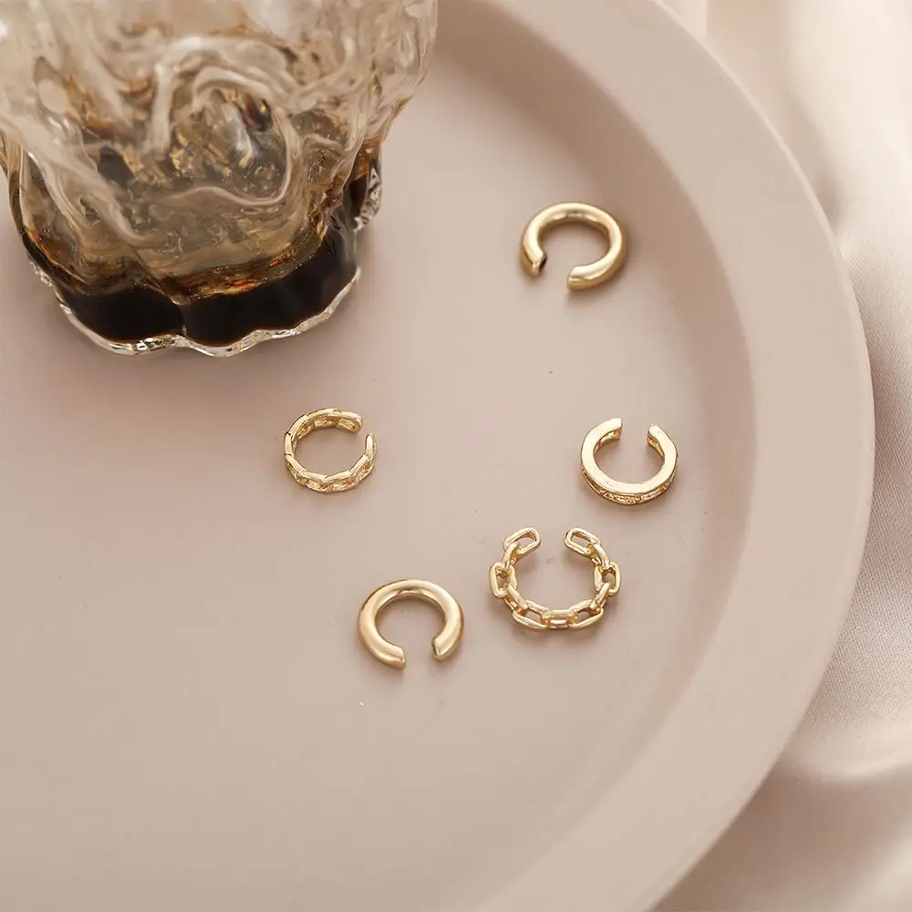 فاسق الإناث المعادن مجوهرات للبنات هدايا الأذن مشبك الأذن كليب الغضروف الأذن الكفة كليب طقم من الحلقان الأقراط الكورية للنساء #4