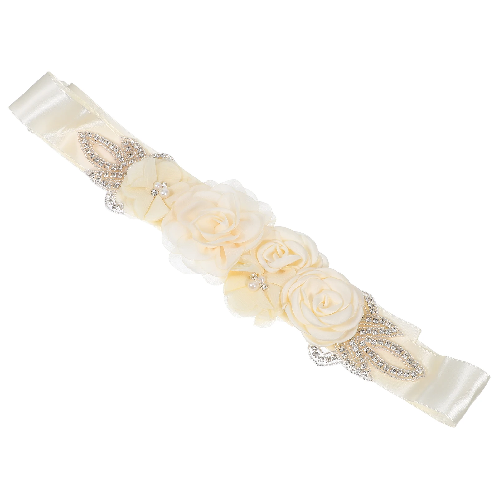 

Pearl Wedding Belt Belly Sash Flower for Maternity Dress Women Waist Rose Bridal