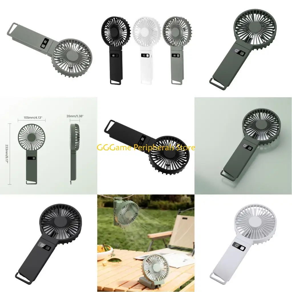 

U55B Foldable Mini Handheld Camping Fan USB Rechargeable Desk Neck Fan for Travel, Camping and Office