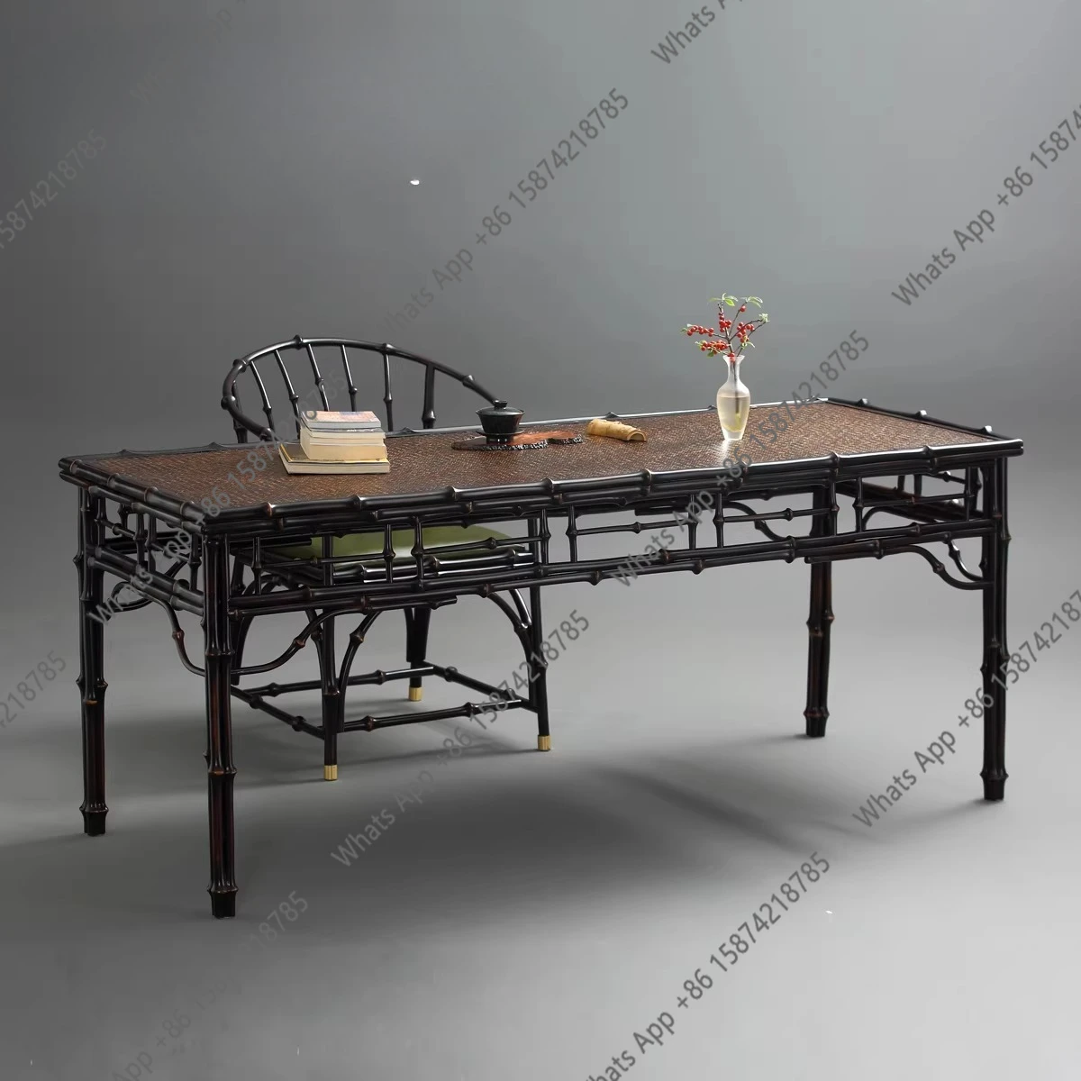 

Мебель в стиле Сун: темный старинный стол для чайной комнаты, чайной зоны, с местом для живописи и каллиграфии