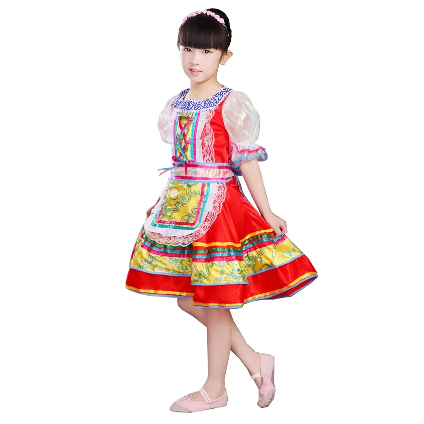 Songyuexia Russian National Costumes Modern Stage Costumes children Dance Princess Dress Girl party show dance dress