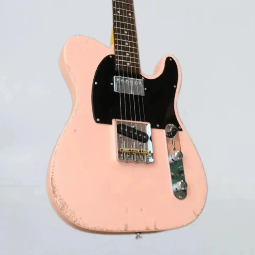 Girly pink six-string high quality retro electric guitar