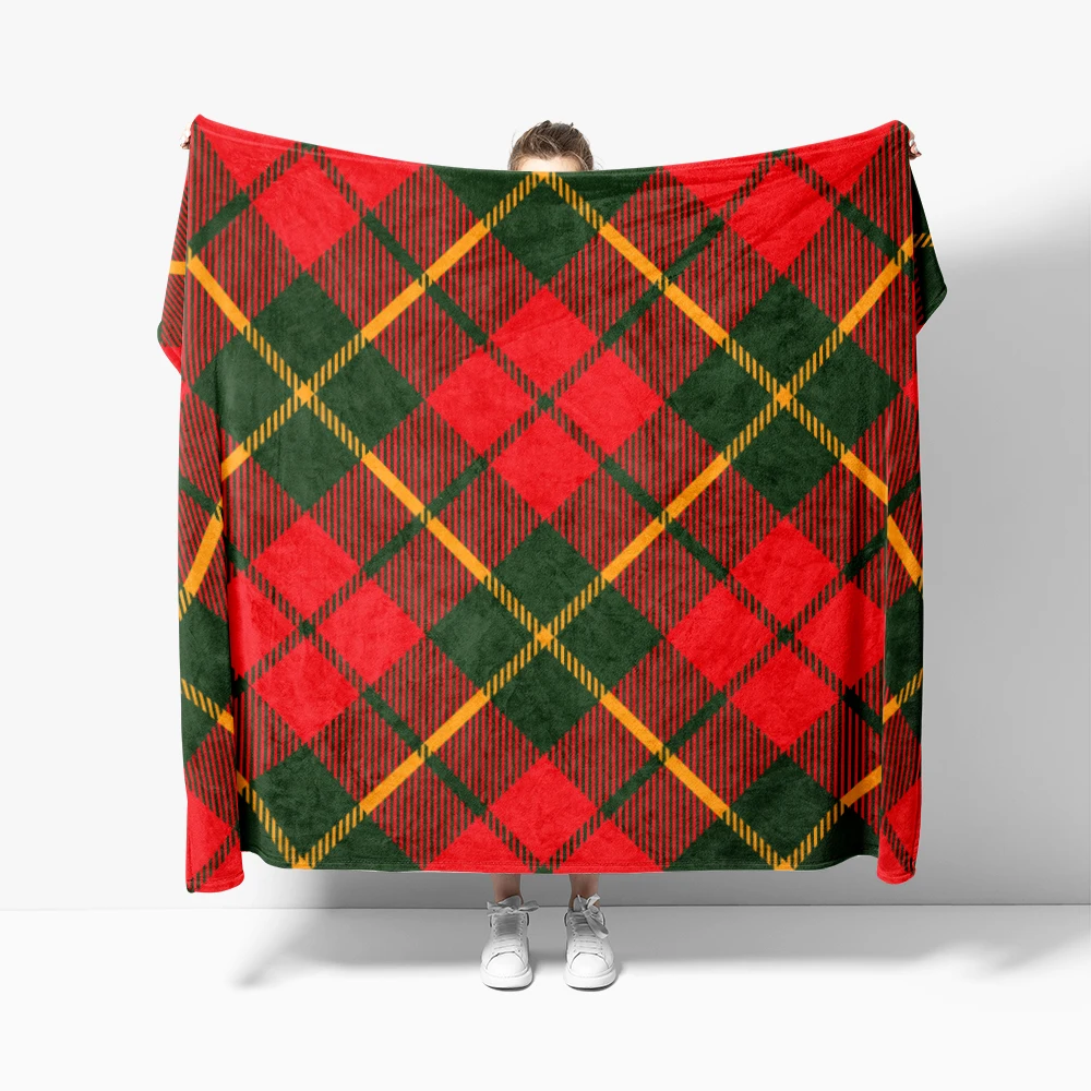 Vintage Plaid Soft Sofa Blankets Bed Blankets Breathable Ultra Warm Bedding & Travel Blankets Customizable Flannel Blankets