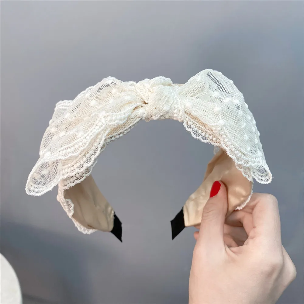 Sweet lace oversized bow headband with wide edge mesh headband, hair accessory fairy