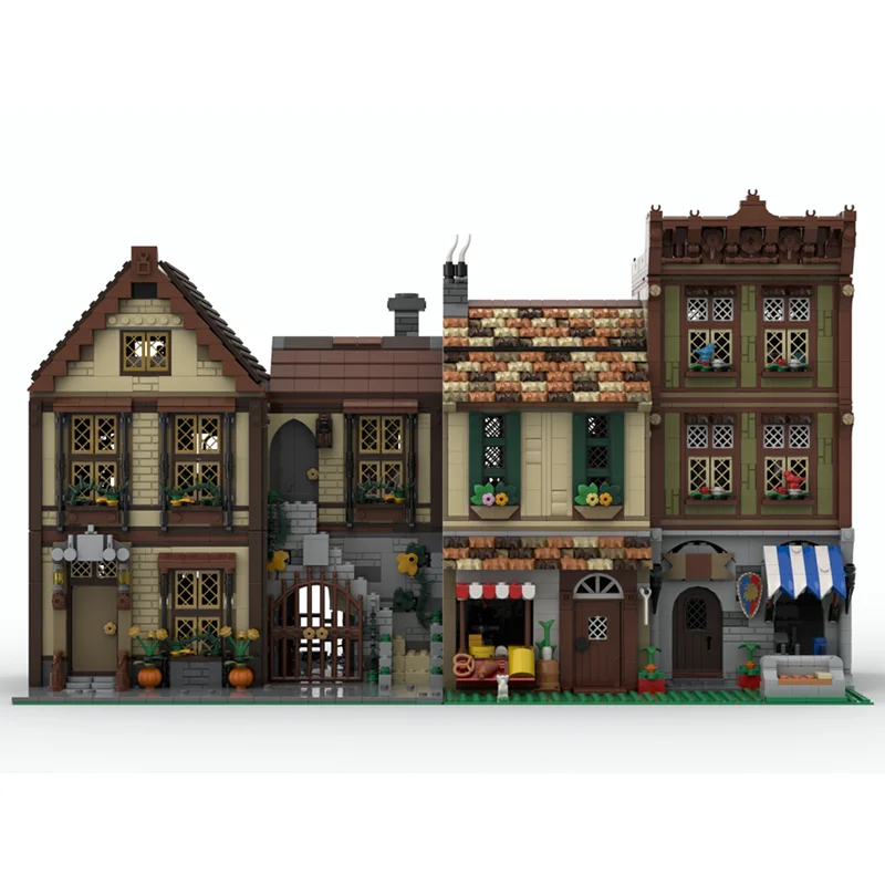 City Street View Moc Building Blocks Hardware & Grocer Model Technology Brick DIY Assembly Construction Toy Holiday Set Gifts