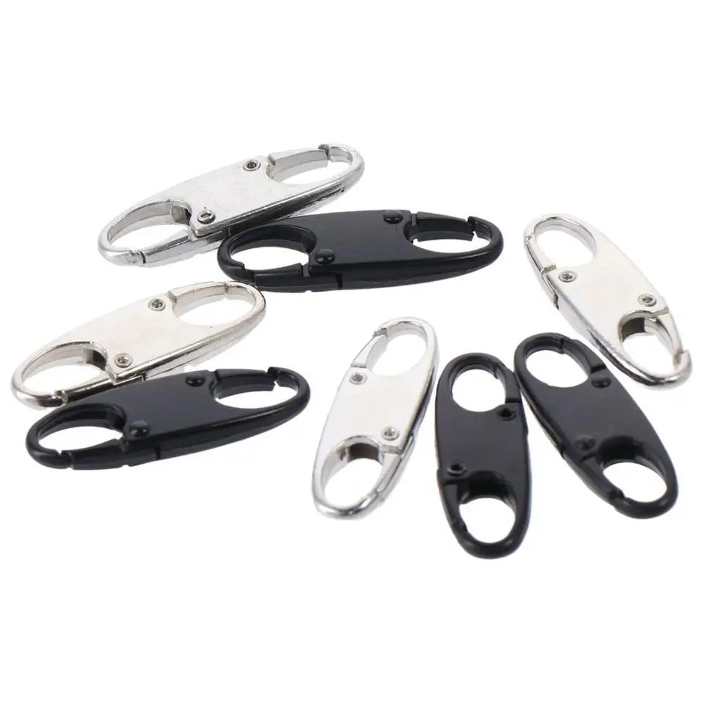 8 Pcs New Black Zipper Lock Clip Metal Detachable Fix Zip Puller Silver Carabiner Clip Suitcases