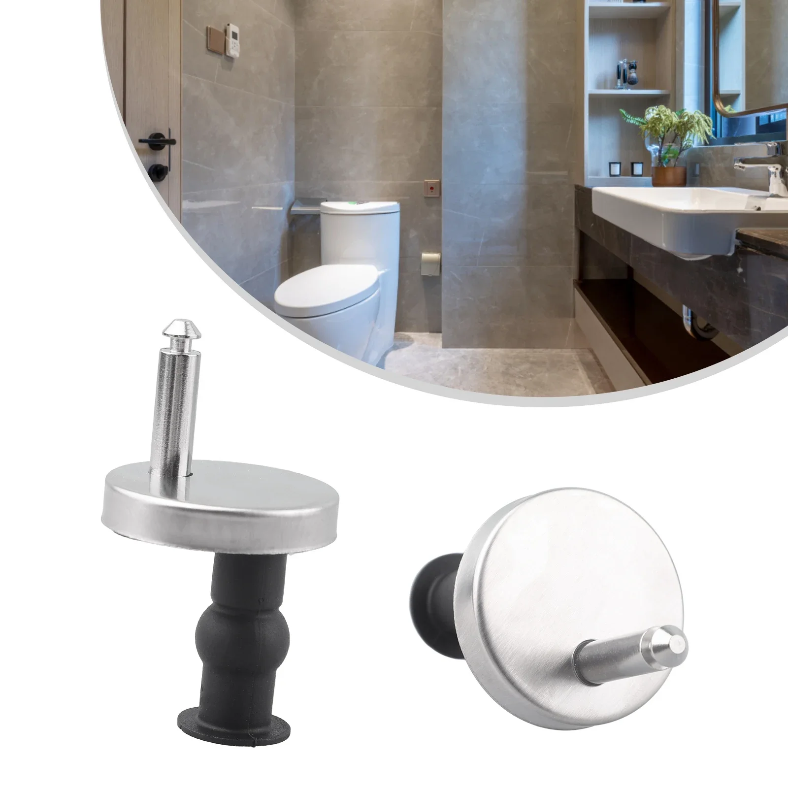 

2 Pcs Toilet Seat Hinges Sliver-Black Top Fix Hinge Pack Stainless-Steel Close Soft Release Quick Fitting Heavy-Duty Hinge Pair