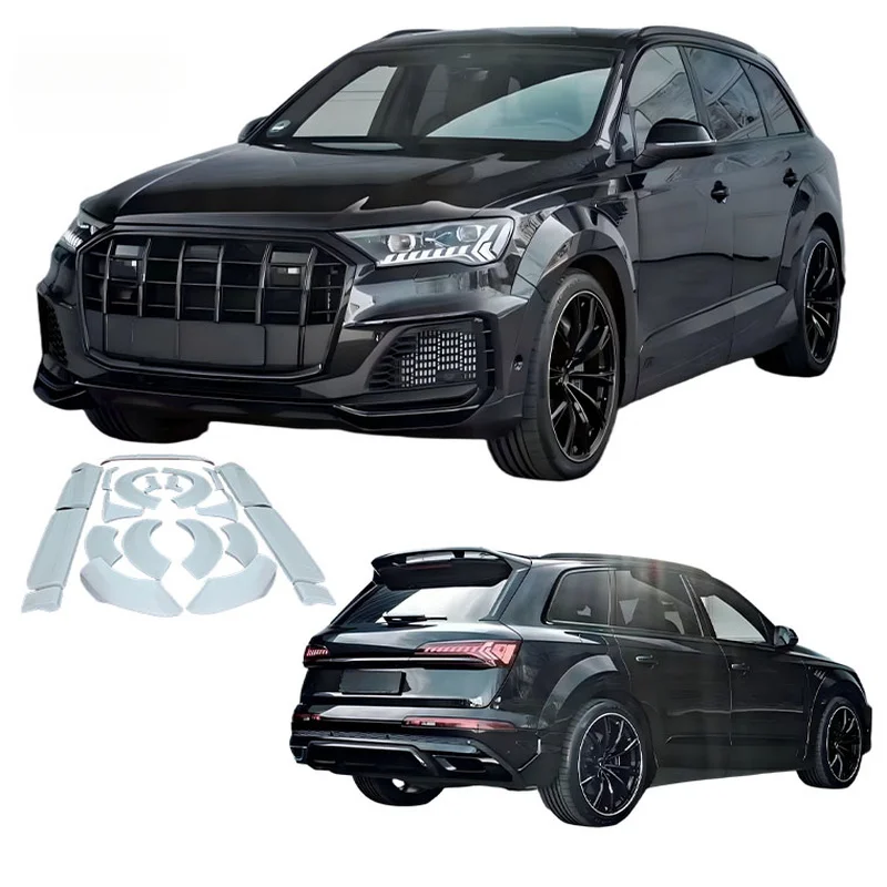 High Quality 2020-2023 Q7 SQ7 Fiberglass Wide Body Kit Front Canards Side Skirt Wheel Eyebrow Rear Vent Wing Accessories