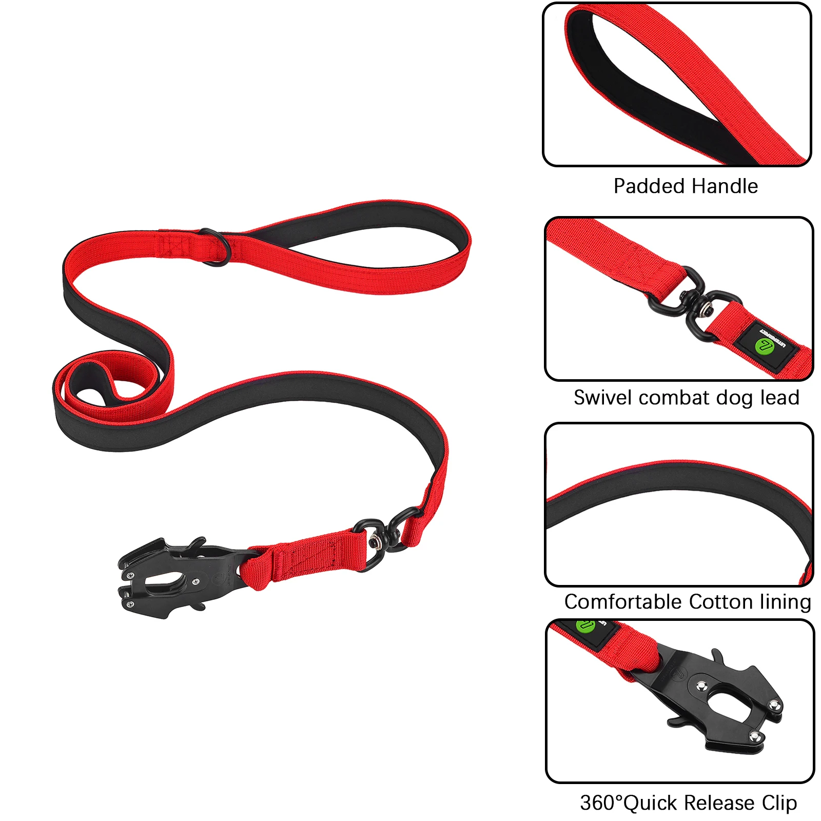 Quick Release Militär Verkehr Große Heavy Duty Nylon Gehen Starke Hund Griff Taktische Ausbildung Blei Strap Tsug Halsband Se – Detail 5