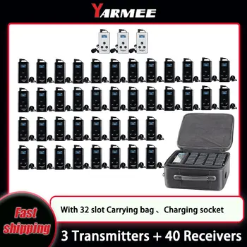 YARMEE YT200 무선 위스퍼 투어 가이드 시스템, 송신기 3 개, 수신기 40 개, 운반 가방 포함, Hajj용 이어폰 마이크 Best5 YARMEE YT200 무선 위스퍼 투어 가이드 시스템, 송신기 3 개, 수신기 40 개, 운반 가방 포함, Hajj용 이어폰 마이크 Best5