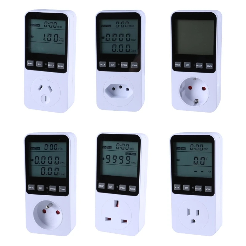 

Electricity Usage Monitors Plugs Power Watt Voltages Meter with Digital LCD, Overloads Protections for Energy Saving