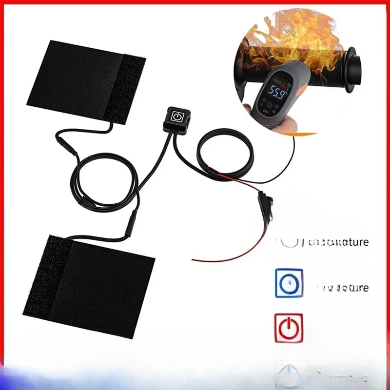 

12 В 3-ступенчатые мотоциклетные ручки с электрическим подогревом, водонепроницаемый термочехол на руль снегохода, ручной обогреватель, комплект для грелки