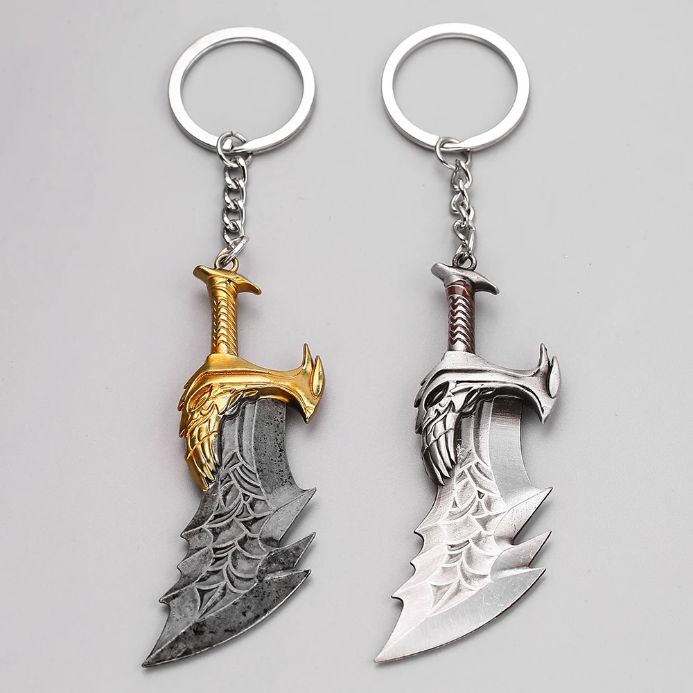 God Of War 4 Keychain Fashion Kratos Axe Demon Knife Weapons Model Keyrings Chaveiro Men Car Pendants Key Accessory