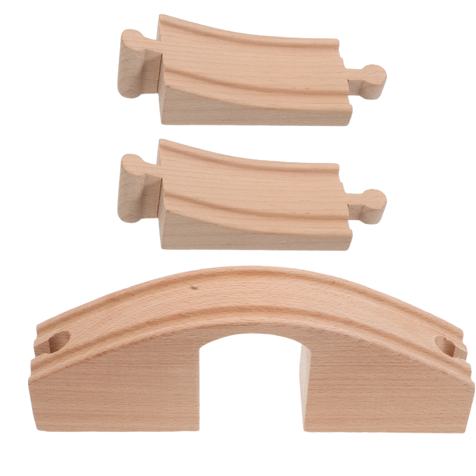 Gemonteerde railbruggen Speelgoedtrein Uitbreidingsconnector Spoorrails Hout Beige Houten spoorweg