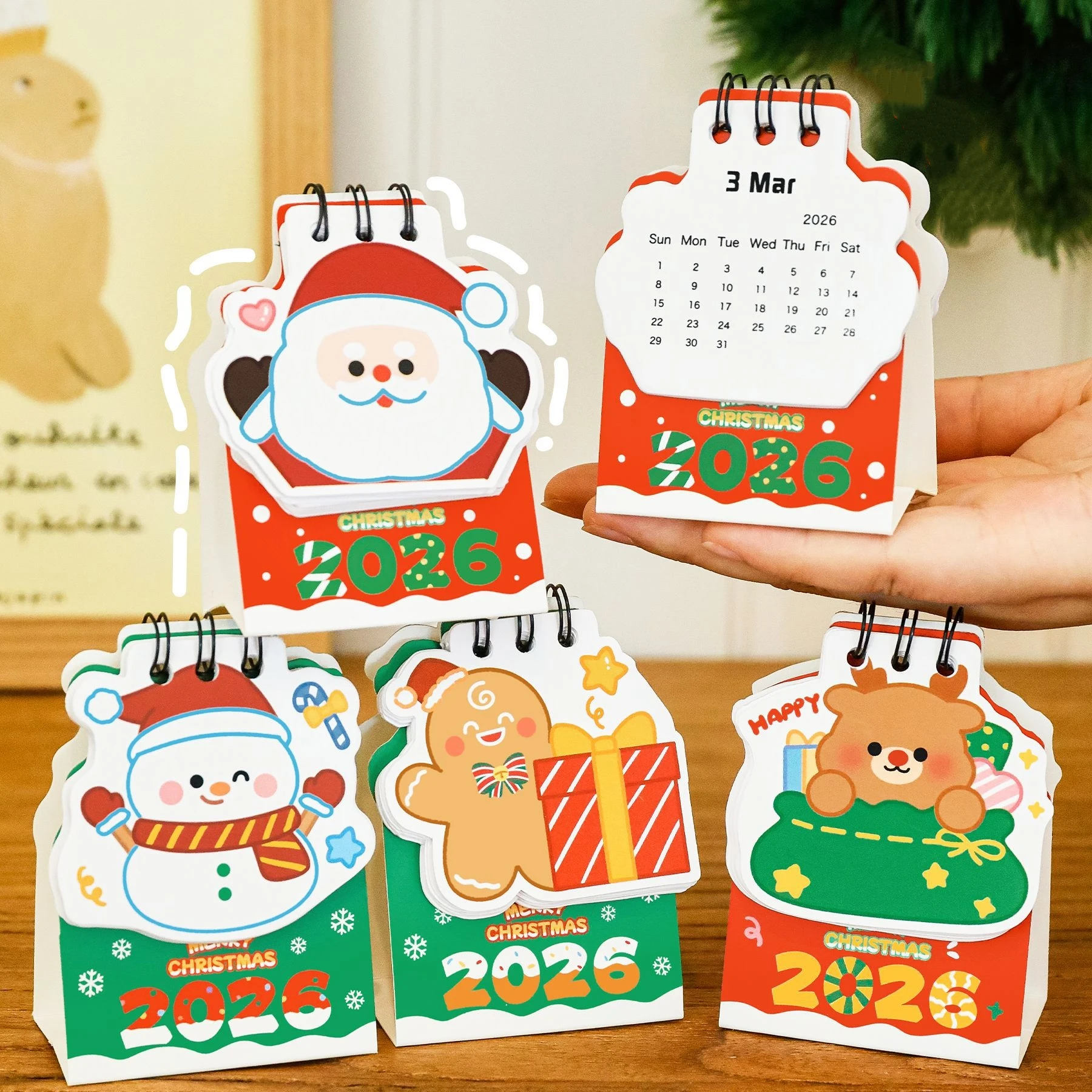 Mini Christmas Desk Calendar Foldable Table Planner Desktop Calendar Mini Paper Note Calendar Desk Decoration Student Gift