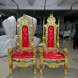 Wedding King Gold Throne PU leather Sofa Chairs Bride Groom Royal Chairs Outdoor Events Decor