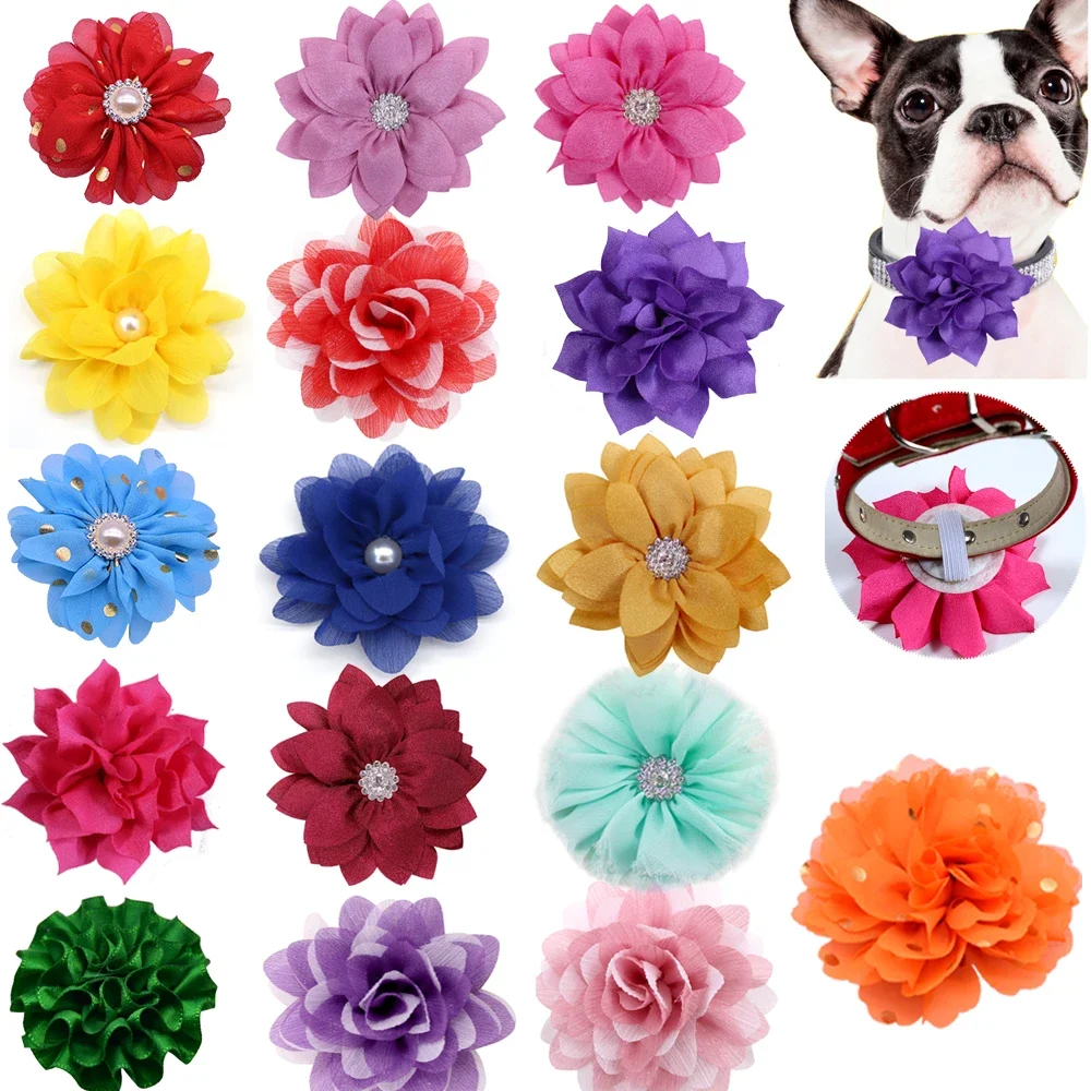 

100pcs Flower-Collar Dog Accessories Dog Bow Tie Pet Dog Collar Accessories Flower For Dog Collar Dog Flower Collar Accessory
