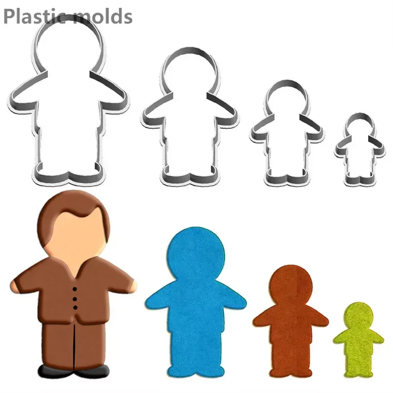 

Four Specifications Cartoon Gingerbread Human,boy In Suit,Plastics Mould,Cake Fondant Tool,Cookie Sushi and Fruits Cutters