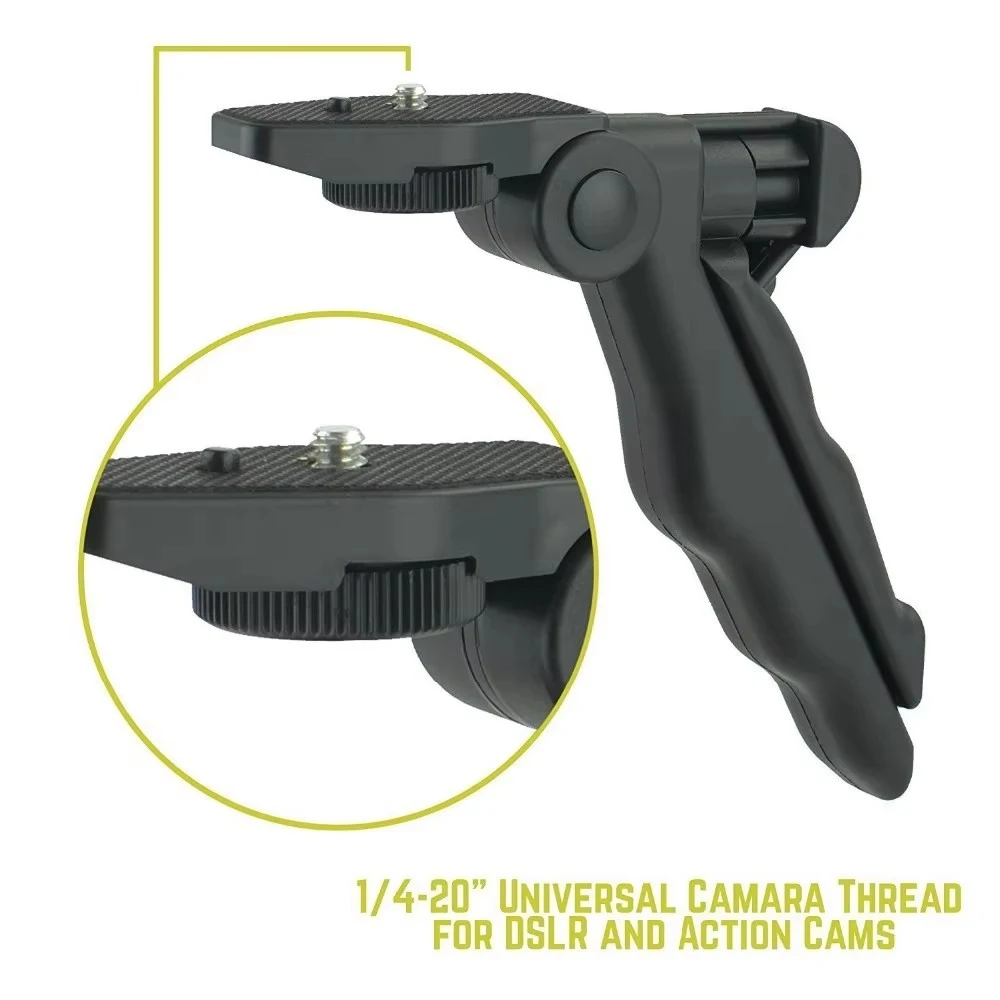 مسدس مع كاميرا عمل لولبية 1/4-20، تتضمن محول GoPro. ترايبود صغير ومونوبود. رفيق الكاميرا المدمجة للغاية، 1/4-20