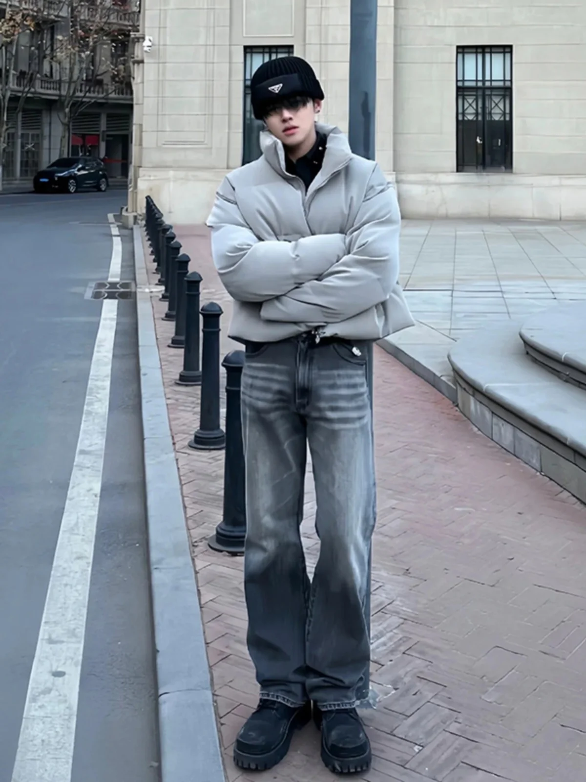 

Мужские джинсы American High Street: оверсайз, прямой крой, широкие штанины, модный бренд, повседневный стиль, осень-зима, для уличного образа