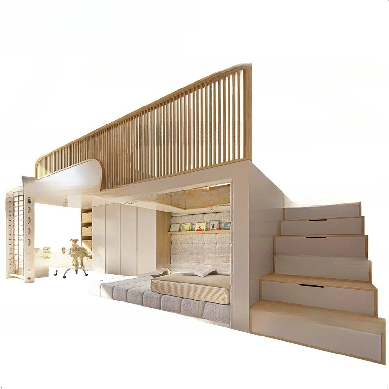 Rumah bermain anak ukuran besar, kamar anak kreatif dengan tempat tidur susun, tempat tidur rangka baja