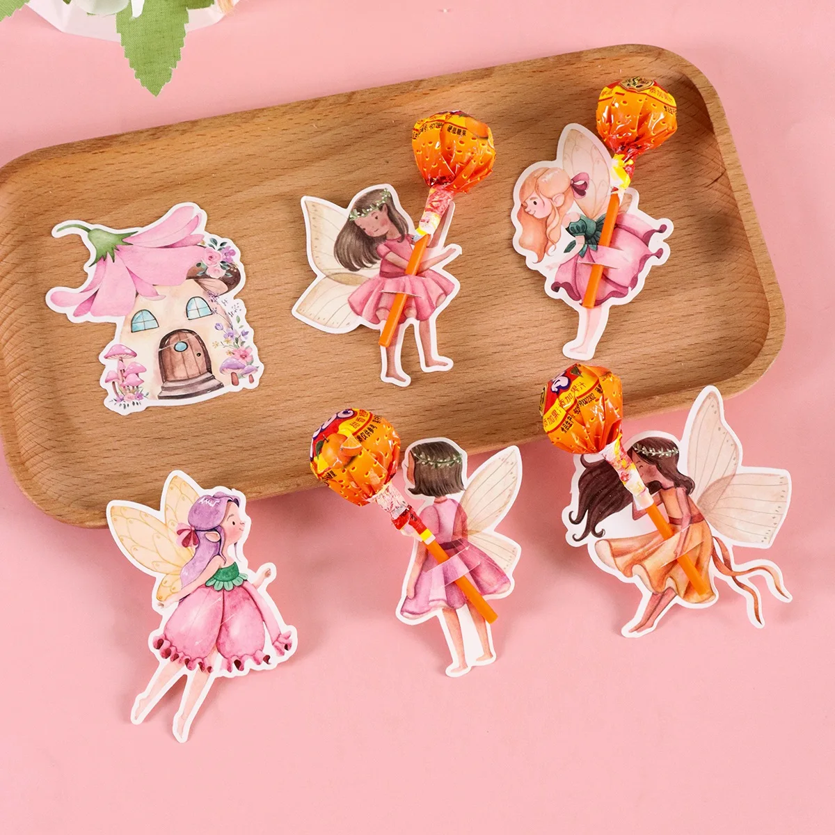 48 Stück rosa Schleifen-Papier-Lollipop-Kartenhalter, rosa Süßigkeitenverpackung für Geburtstagsfeier-Dekoration, DIY-Geschenk für Feiertage – Detail 11