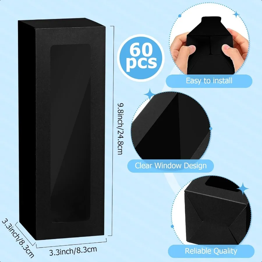 กล่องของขวัญ Perkoop 60 ชิ้น สำหรับแก้วซับลิเมชั่น กล่องใสสำหรับแก้วน้ำ กล่องโชว์สินค้าแบบมีหน้าต่าง สำหรับแก้วขนาด 12, 20, 30 ออนซ์ ทนความร้อน
