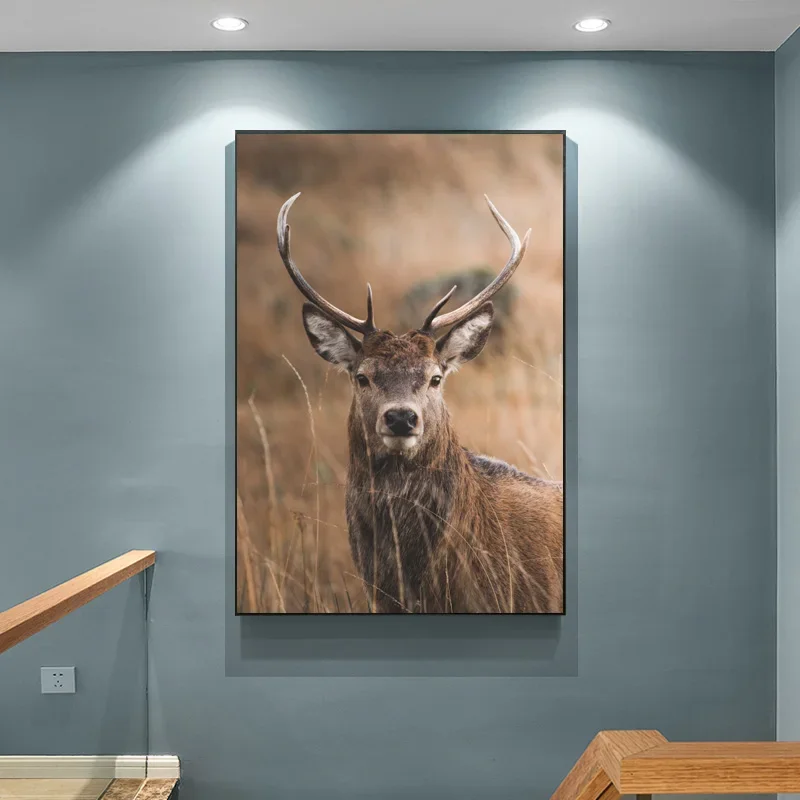 Frameless Canvas Painting Nordic Posters And Prints Canvas Painting, Animal, Brown, Deer Poster, Wall Pictures Living Room, Deco