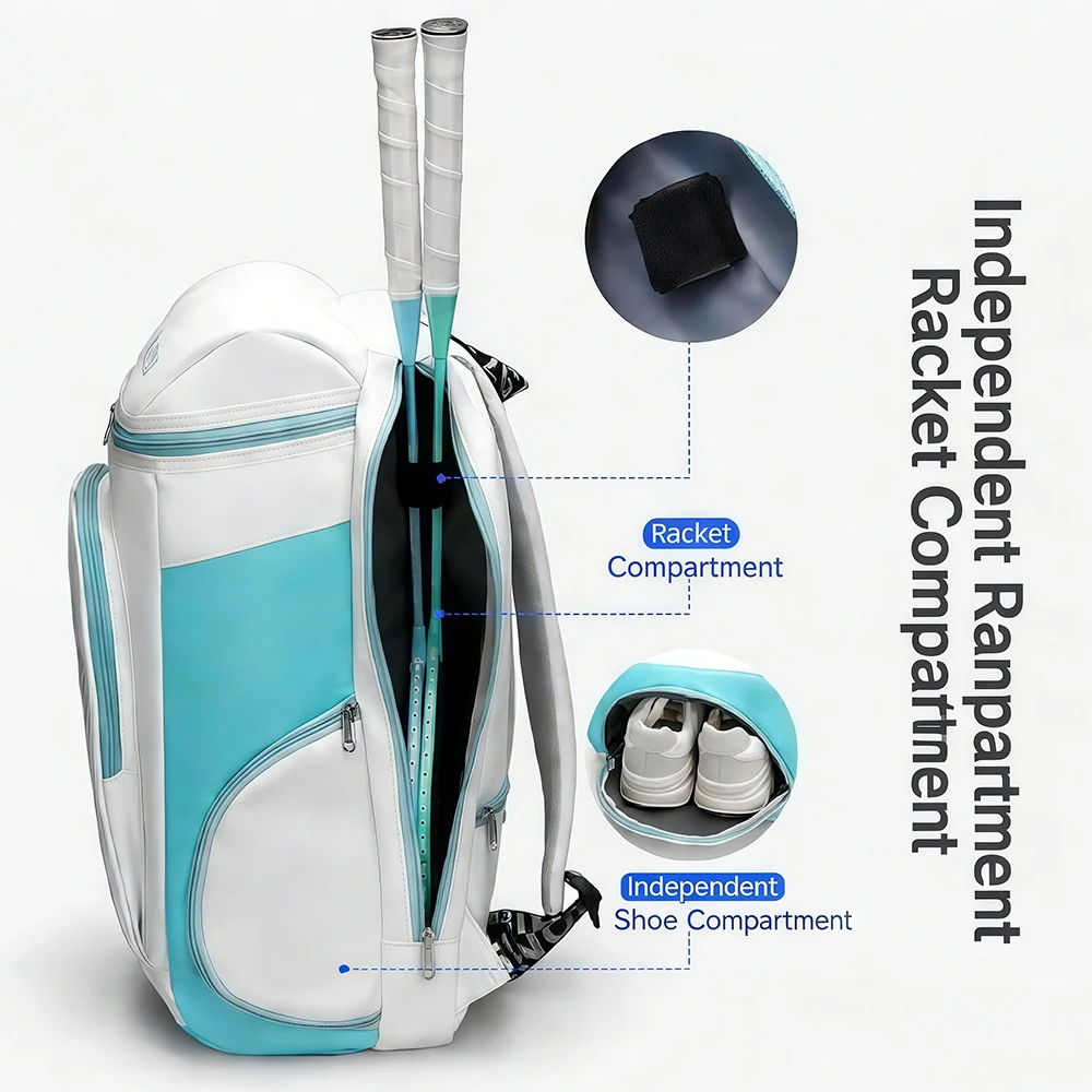 Waterproof Tennis Bag Backpack with Insulated Pocket Ventilated Shoe Compartment for Men Women Sports Outdoor - view 3