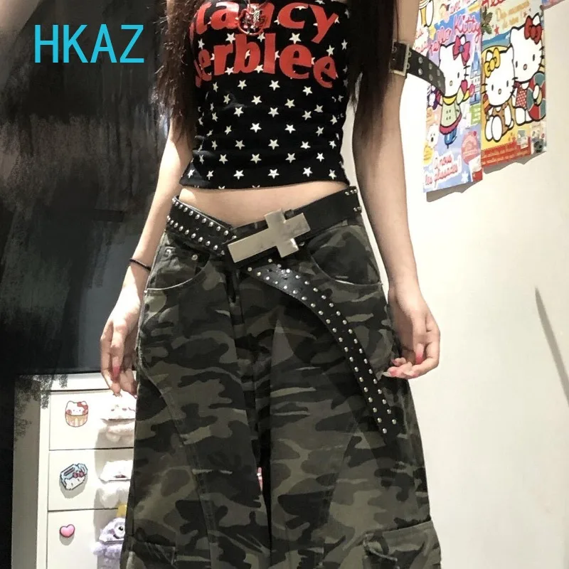 Y2K Trendy Cool Cross Belt Exaggerated Punk Rivet Decoration Subculture Goth Girl Black Fashion Luxury PU Belts Belts for Women