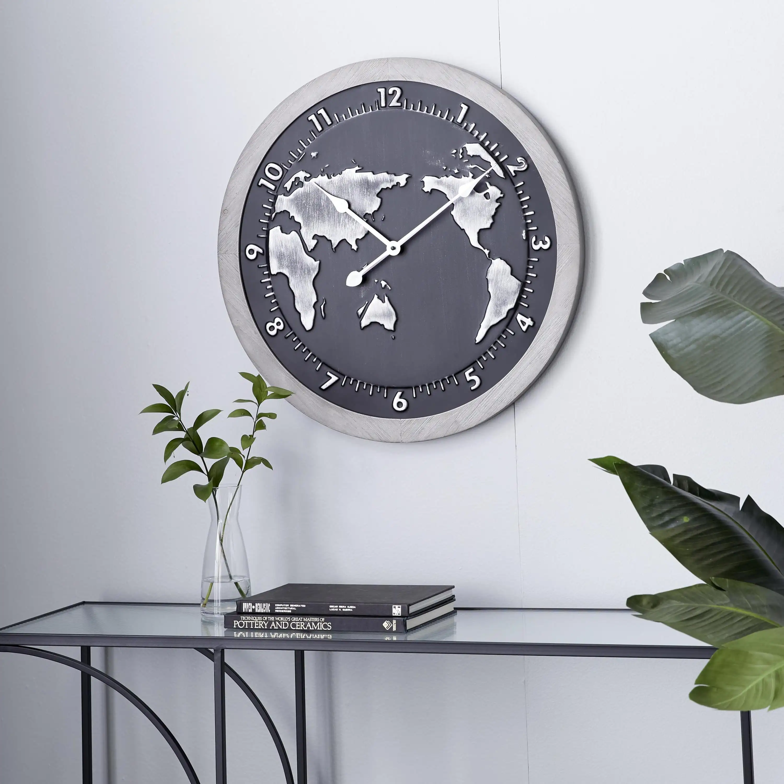 

25 Black Metal World Map Wall Clock