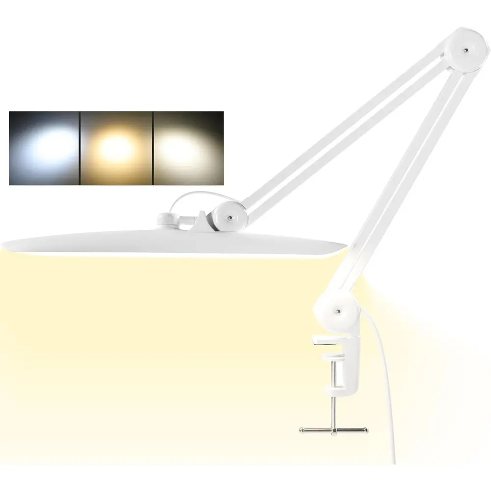 

3000 Lumens Adjustable LED Desk Lamp - Bright, Dimmable Light for Office, Crafts, and Hobbies with Clamp (CCT, White)