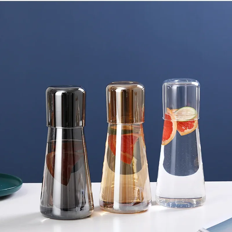 Nacht Nacht Wasser Karaffe Set mit Glas Tasse, Mundwasser Flasche Klar Glas Krug für Schlafzimmer Nachttisch Bad Küche