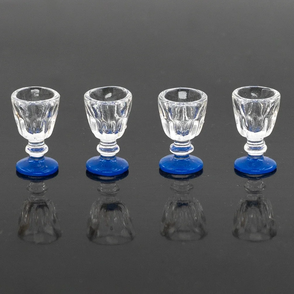 4Pcs 1/12 Dollhouse Miniature Accessories Mini Resin Wine Glasses Simulation Goblet Model Toys for Doll House Decoration