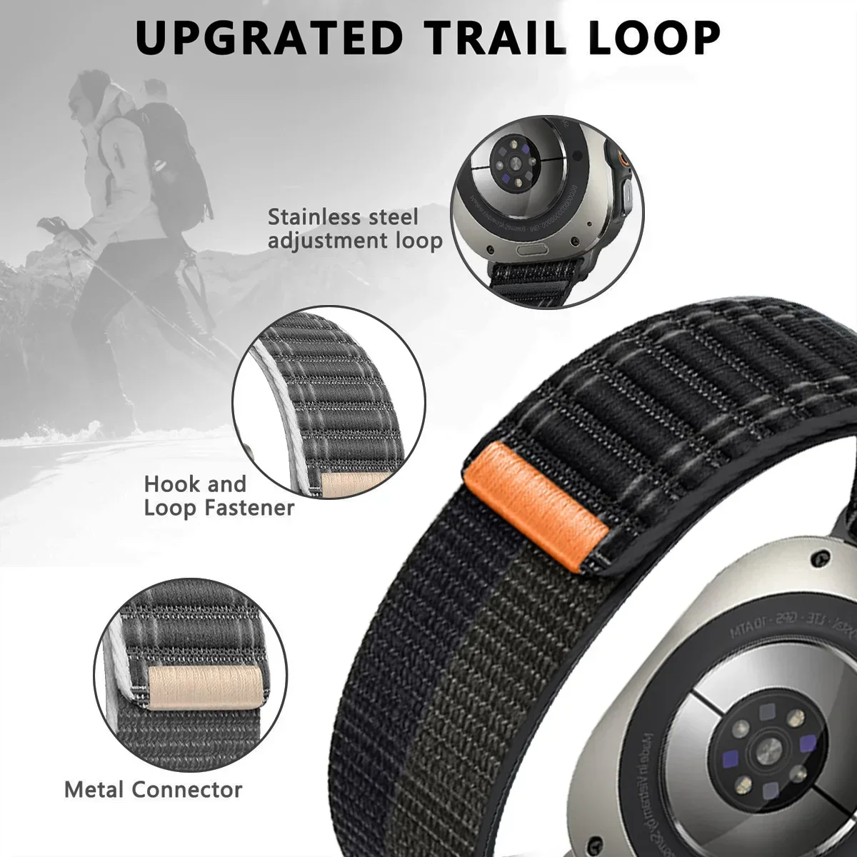 Official Nylon Loop Strap for Samsung Galaxy Watch Ultra 8/7 47mm Wave Pattern Fabric Bracelet Band for Galaxy Watch  Ultra 2025