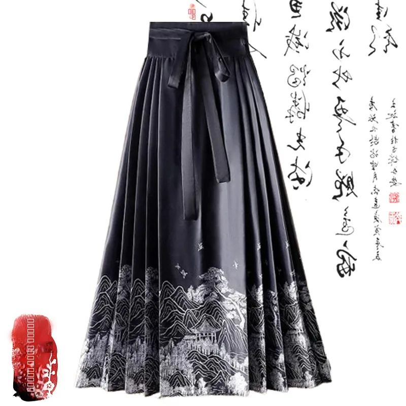 

Женская модифицированная традиционная китайская юбка Ханьфу, скрывающая недостатки фигуры, с эффектом похудения, длинная, модная, осенняя.