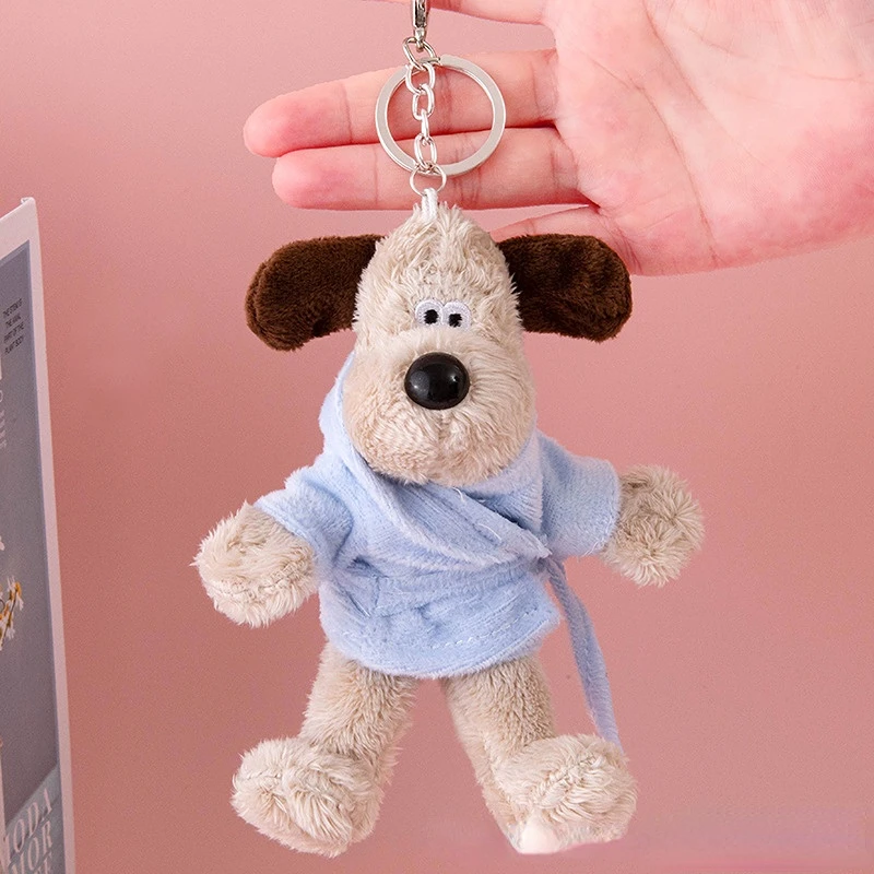 Kawaii Dog Plush Toys Soft Cotton Keychain Cartoon Pilot Dog Plushie Hanging Doll School Bag Car Small Pendant Baby Girls Gift