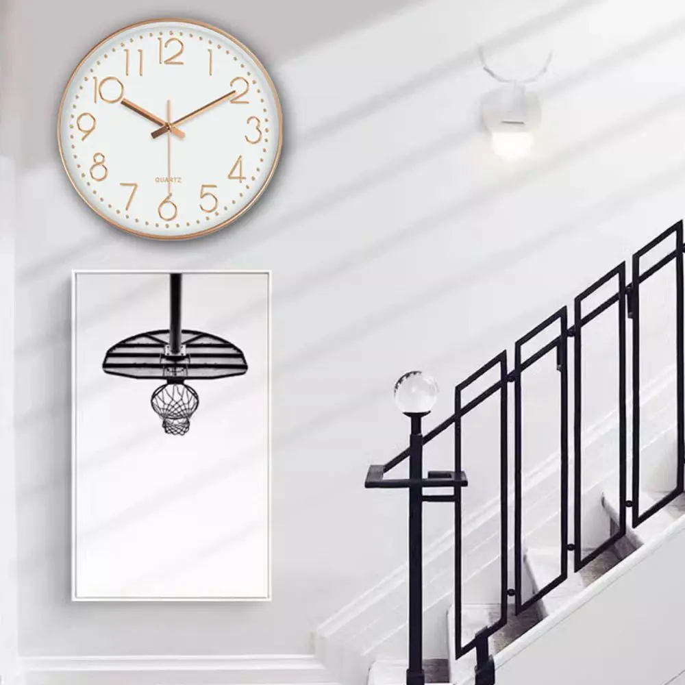 Minimalist Silent Nordic Wall Clock Round Multi-color Electronic Color Clock Non-Ticking Wall Hanging Clock Living Bedroom