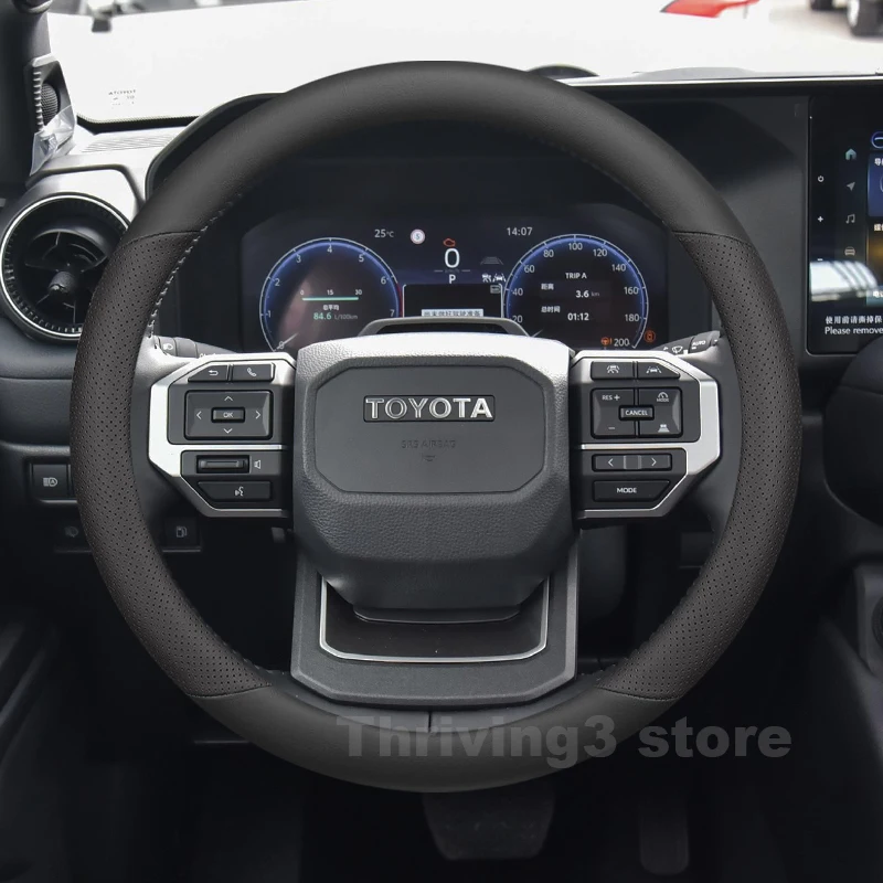 

Leather Car Steering Wheel Cover For NEW Toyota Land Cruiser Prado 2004-2026 Auto interior Toyota Land Cruiser 2025 Accessories