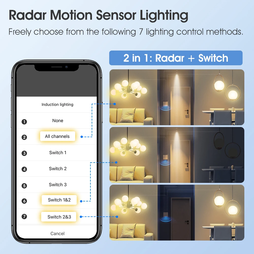 Tuya Zigbee Wall Smart Lights Switch Human Motion Sensor 2in1 Body Presence MmWave Radar Detector Switch Via Alexa Google Home