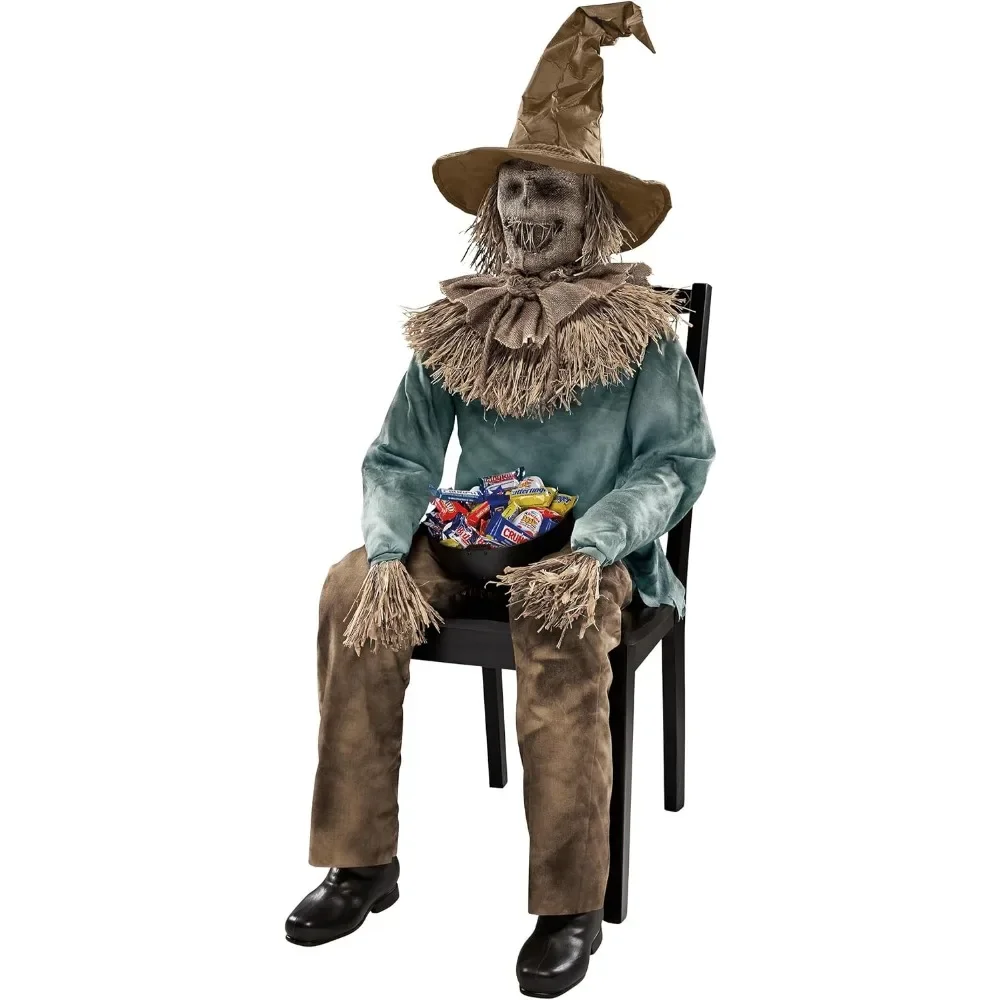 

Halloween Decorations 4.5 Ft Scary Sitting Scarecrow Animatronic Decorations Pop-up Motion Scarecrow Prop Halloween Prop